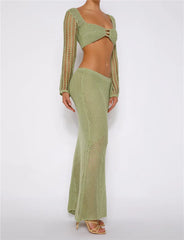 Ezma Hollow Out Crop Top & Maxi Skirt Set