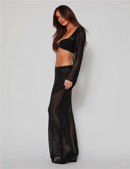 Ezma Hollow Out Crop Top & Maxi Skirt Set