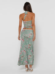 Marisela Vintage Crop Mesh Top & Maxi Skirt Set