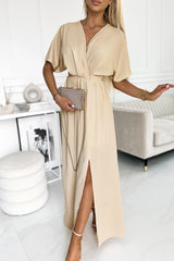 Baylee Surplice Neck Slit Maxi Dress