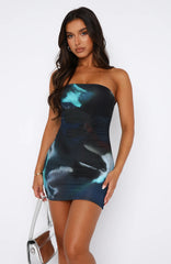 Terryal Printed Strapless Tube Mini Dress