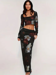 Tomasina Long Sleeve Top & Maxi Skirt Set