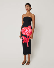 Victoria Print Backless Strapless Maxi Dress