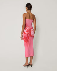 Victoria Print Backless Strapless Maxi Dress