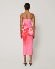 Victoria Print Backless Strapless Maxi Dress