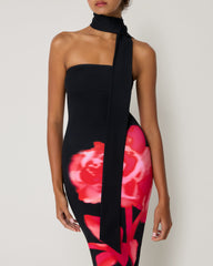 Victoria Print Backless Strapless Maxi Dress