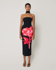 Victoria Print Backless Strapless Maxi Dress