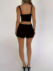 Kamala Crop Strap Top & Mid-Rise A-Line Mini Skirt Set