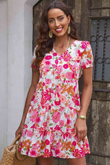 Paulina Floral V-Neck Short Sleeve Dress