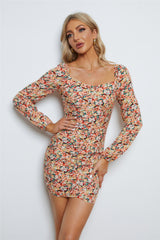 Paige Ruched Floral Hip Long Sleeve Dress