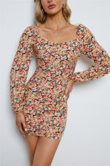 Paige Ruched Floral Hip Long Sleeve Dress