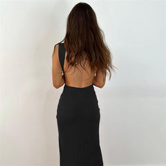 Darla Backless Sexy V Neck High Split Dress