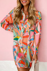 Amari Abstract Colorful Geometric Printed Shirt Dress