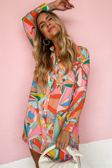 Amari Abstract Colorful Geometric Printed Shirt Dress