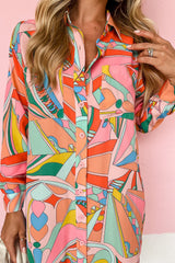 Amari Abstract Colorful Geometric Printed Shirt Dress