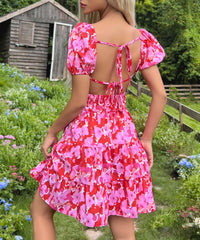 Bridget Sweet Backless Ruffled Printed Dress