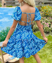 Bridget Sweet Backless Ruffled Printed Dress