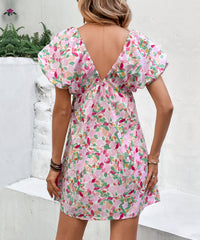 Bizzy Deep V Plunge Sexy Sweet Printed Dress