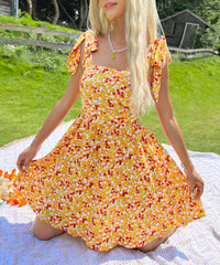 Catherine Summer Yellow Sweet Girlish Strap Dress