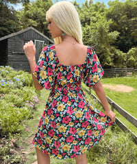 Eve Off Shoulder Ruffled Printed Dress