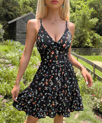 Evelyn Black Butterfly Strap Dress