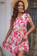 Paulina Floral V-Neck Short Sleeve Dress