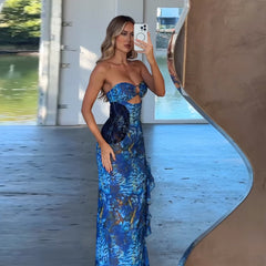 Vestido con abertura y estampado floral estilo bandeau para otoño e invierno de Celia