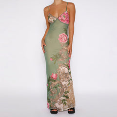 Fiona Holiday Casual Slim Fit Printing Slip Dress