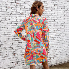 Amari Abstract Colorful Geometric Printed Shirt Dress