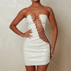 Tessa Tube Top Lace Up Waist Controlled Dress