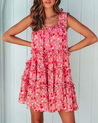 Adelina Fresh Sweet Vacation Floral Strap Dress