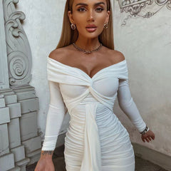 Courtney V Neck Off Shoulder Long Sleeve Dress