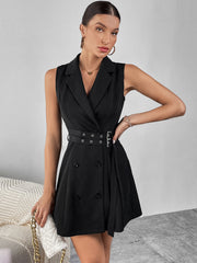 Ninetta Black Belt Double Breasted Business Dress