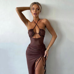 Vestido elegante sexy con efecto push up y abertura de Emiliana