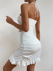 Glamour Glow Halter Ruffle Radiance Dress