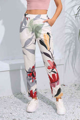 Laurentina Floral Print Cropped Pants with Pockets