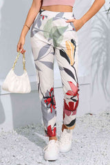 Laurentina Floral Print Cropped Pants with Pockets